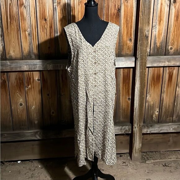 Chaus vest duster brown cream geometric sleeveless 12 FIRM on PRICE - Picture 1 of 6